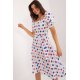 Rochie midi, alba cu floricele, in clos, cu maneca trei sferturi, Arissa2 2 - jojofashion.ro
