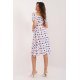Rochie midi, alba cu floricele, in clos, cu maneca trei sferturi, Arissa2 3 - jojofashion.ro
