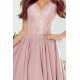 Rochie midi cu dantela roz pudrat asimetrica Ivy 5 - jojofashion.ro