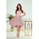 Rochie de ocazie midi, cu dantela, roz pudrat, asimetrica, Ivy 4 - jojofashion.ro