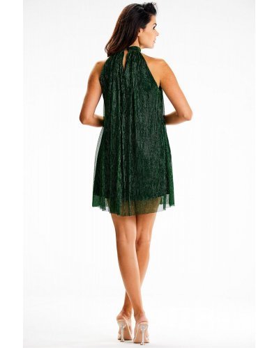 Rochie scurta verde din glitter croi A cu guler halter Harper Tinute de petrecere, Rochie scurta verde din glitter croi A cu guler halter Harper - jojofashion.ro