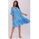 Rochie de vara midi, albastra, oversize, cu volane, vaporoasa, Makadamia 2 - jojofashion.ro
