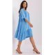 Rochie de vara midi, albastra, oversize, cu volane, vaporoasa, Makadamia 3 - jojofashion.ro