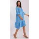 Rochie de vara midi, albastra, oversize, cu volane, vaporoasa, Makadamia 5 - jojofashion.ro