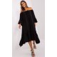 Rochie neagra vaporoasa midi cu volane oversize Makadamia 2 - jojofashion.ro