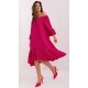Rochie midi roz fucsia vaporoasa cu volane oversize Makadamia 2 - jojofashion.ro