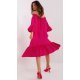 Rochie de vara midi, roz fucsia, oversize, cu volane, vaporoasa, Makadamia 3 - jojofashion.ro