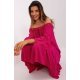 Rochie midi roz fucsia vaporoasa cu volane oversize Makadamia 4 - jojofashion.ro