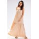Rochie de vara lunga bej vaporoasa din vascoza Triny 2 - jojofashion.ro