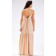Rochie de vara lunga bej vaporoasa din vascoza Triny 3 - jojofashion.ro
