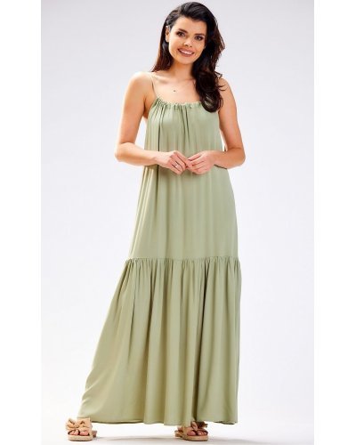 Rochie de vara lunga kaki vaporoasa oversize Triny Rochii lungi, Rochie de vara lunga kaki vaporoasa oversize Triny - jojofashion.ro