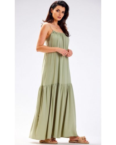 Rochie de vara lunga kaki vaporoasa oversize Triny Rochii lungi, Rochie de vara lunga kaki vaporoasa oversize Triny - jojofashion.ro