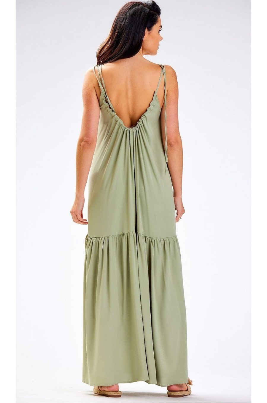 Rochie de vara lunga kaki vaporoasa oversize Triny Rochie de vara lunga kaki vaporoasa oversize Triny 3 - jojofashion.ro