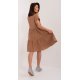 Rochie de vara scurta, din bumbac, maro, croi A, cu volan lat, Nedia 4 - jojofashion.ro