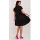 Rochie de vara scurta, din bumbac, neagra, croi A, cu volan lat, Nedia 3 - jojofashion.ro