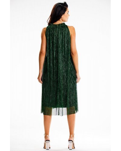 Rochie midi verde cu glitter cu guler halter Taylor Rochii de nasa, Rochie midi verde cu glitter cu guler halter Taylor - jojofashion.ro
