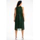 Rochie eleganta midi, cu glitter, verde, evazata, cu guler halter, Taylor 3 - jojofashion.ro