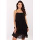 Rochie eleganta midi neagra plisata cu volane in straturi Saima 2 - jojofashion.ro
