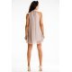 Rochie eleganta scurta, glitter bej, croi A, cu guler halter, Harper 3 - jojofashion.ro