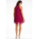 Rochie scurta din glitter roz fucsia cu guler halter Harper 3 - jojofashion.ro