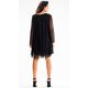 Rochie scurta neagra din glitter cu maneca lunga Kyelle1 4 - jojofashion.ro