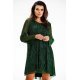 Rochie scurta verde din glitter cu maneca lunga Kyelle 2 - jojofashion.ro