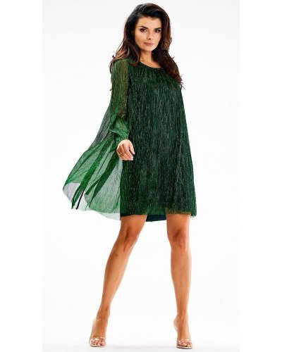Rochie scurta verde din glitter cu maneca lunga Kyelle Rochie scurta verde din glitter cu maneca lunga Kyelle - jojofashion.ro