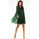 Rochie scurta verde din glitter cu maneca lunga Kyelle 3 - jojofashion.ro