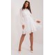Rochie midi alba cu floricele galbene, cu volan, evazata, cu maneca lunga, Cameea1 2 - jojofashion.ro