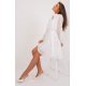 Rochie midi alba cu floricele galbene, cu volan, evazata, cu maneca lunga, Cameea1 3 - jojofashion.ro