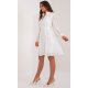 Rochie midi alba cu floricele galbene, cu volan, evazata, cu maneca lunga, Cameea1 4 - jojofashion.ro
