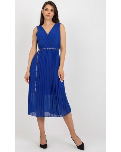 Rochie albastra din voal plisata fluida Cipriana4 Rochii de zi, Rochie albastra din voal plisata fluida Cipriana4 - jojofashion.ro