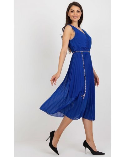Rochie albastra din voal plisata fluida Cipriana4 Rochii de zi, Rochie albastra din voal plisata fluida Cipriana4 - jojofashion.ro