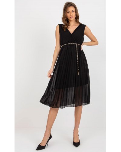 Rochie neagra din voal plisata midi petrecuta Cipriana1 Rochii de vara, Rochie neagra din voal plisata midi petrecuta Cipriana1 - jojofashion.ro
