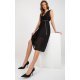 Rochie neagra din voal plisata midi petrecuta Cipriana1 3 - jojofashion.ro