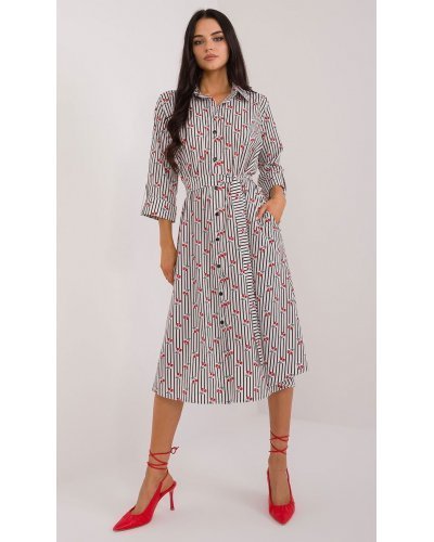 Rochie tip camasa neagra cu dungi cu maneca trei sferturi Saila1 Rochii de zi, Rochie tip camasa neagra cu dungi cu maneca trei sferturi Saila1 - jojofashion.ro