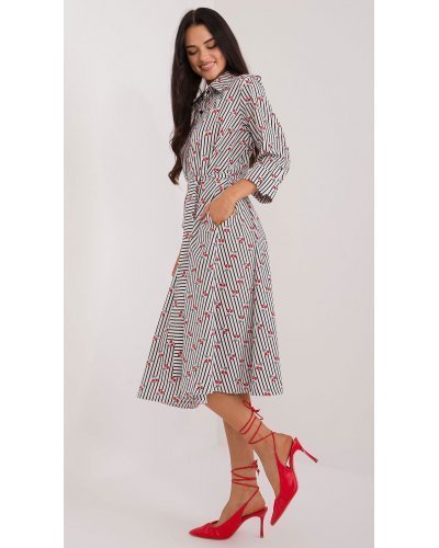 Rochie tip camasa neagra cu dungi cu maneca trei sferturi Saila1 Rochii de zi, Rochie tip camasa neagra cu dungi cu maneca trei sferturi Saila1 - jojofashion.ro