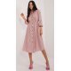 Rochie tip camasa roz prafuit cu print multicolor midi cu maneca trei sferturi Saila2 2 - jojofashion.ro