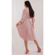 Rochie tip camasa roz prafuit cu print multicolor midi cu maneca trei sferturi Saila2 4 - jojofashion.ro