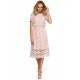 Rochie de seara midi din dantela inflorata roz Macys 2 - jojofashion.ro