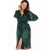 Rochie midi verde din paiete Charme