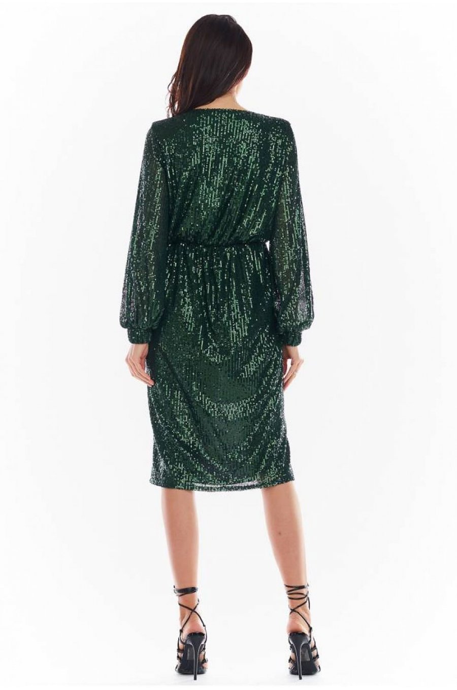 Rochie midi verde din paiete Charme 3 - jojofashion.ro