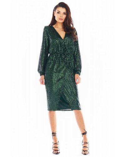 Rochie midi verde din paiete Charme Rochie midi verde din paiete Charme - jojofashion.ro