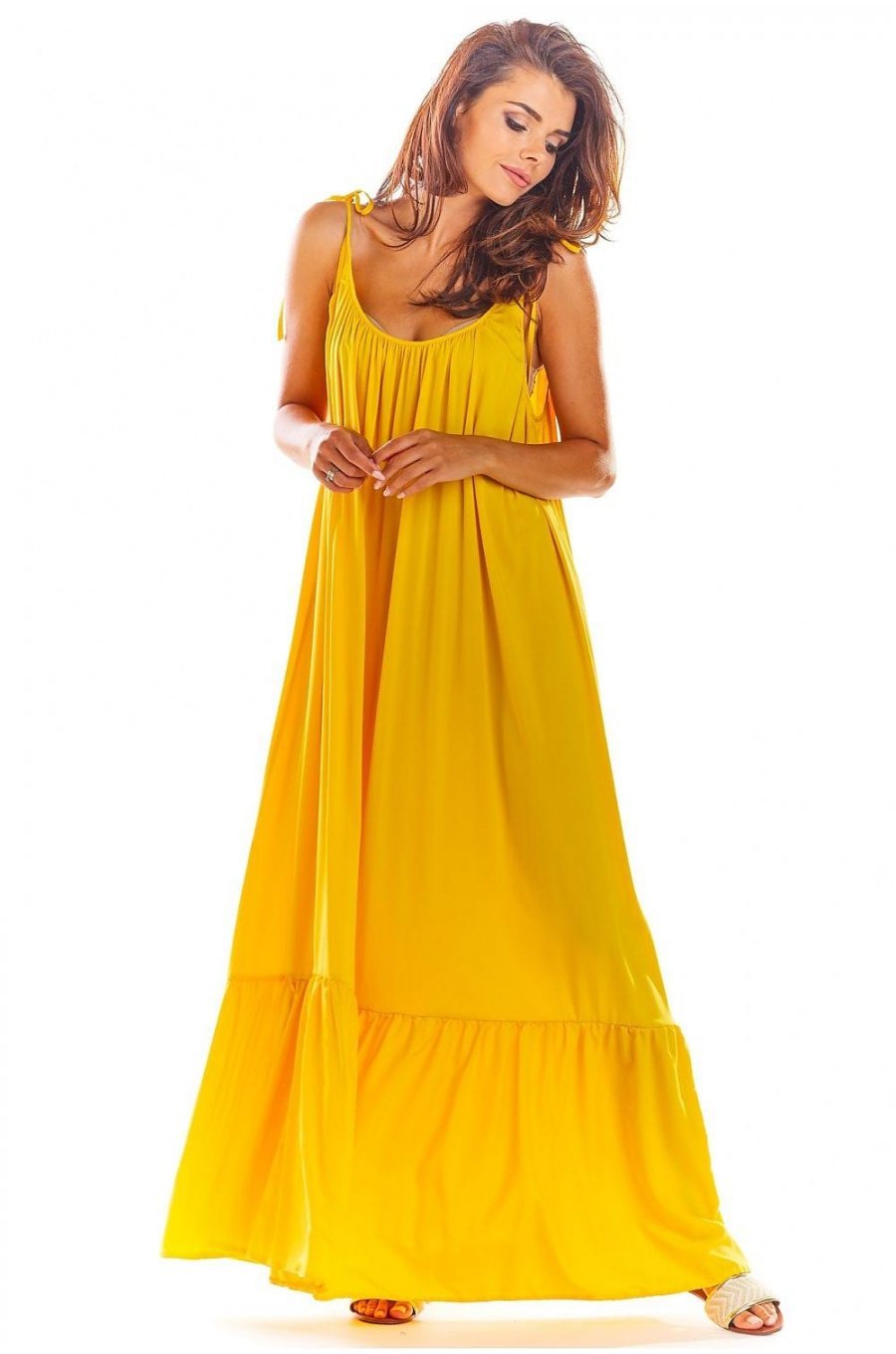 Rochie de vara lunga galbena vaporoasa oversize Francina 1 - jojofashion.ro