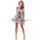 Rochie de zi scurta vaporoasa cu flori multicolore Awama Rochie de zi scurta vaporoasa cu flori multicolore Awama
