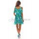 Rochie de vara scurta vaporoasa verde turcoaz, cu flori Awama 5 - jojofashion.ro