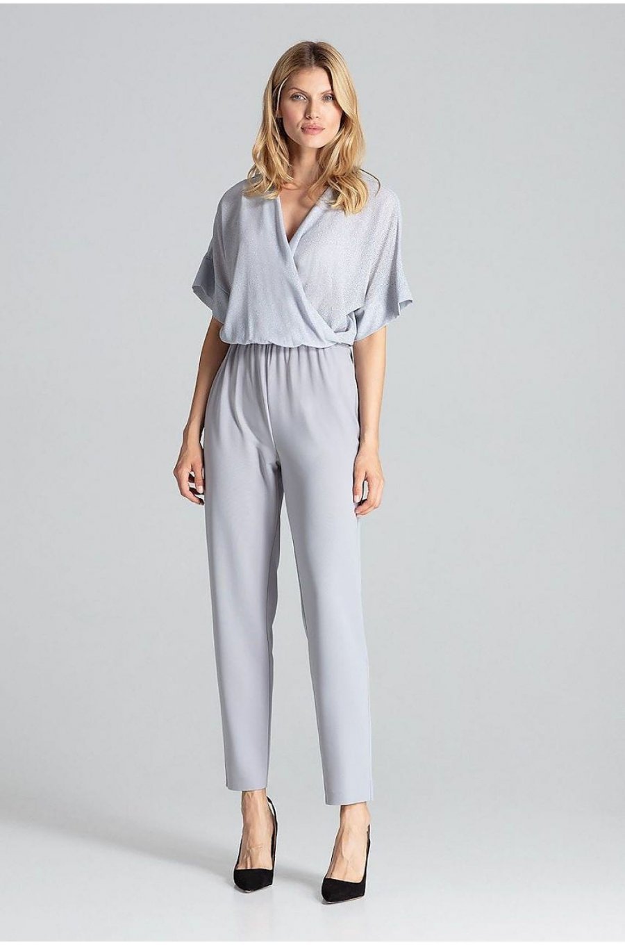 Salopeta eleganta gri cu brocard conica Saskia Salopeta eleganta gri cu brocard conica Saskia 1 - jojofashion.ro