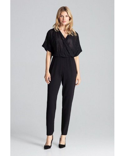 Salopeta femei eleganta neagra cu brocard conica Saskia Salopeta femei eleganta neagra cu brocard conica Saskia - jojofashion.ro