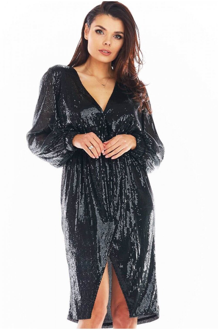 Rochie midi eleganta neagra din paiete Charme 1 - jojofashion.ro
