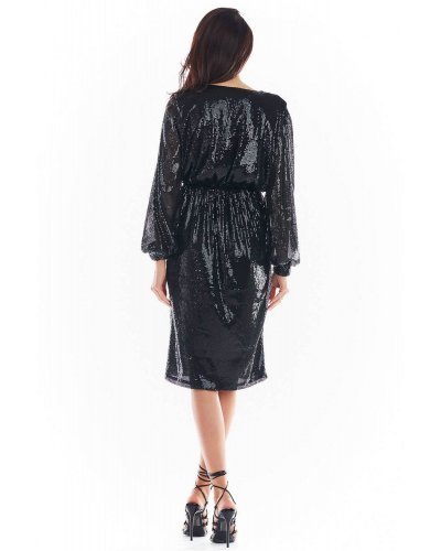 Rochie midi eleganta neagra din paiete Charme Rochie midi eleganta neagra din paiete Charme - jojofashion.ro